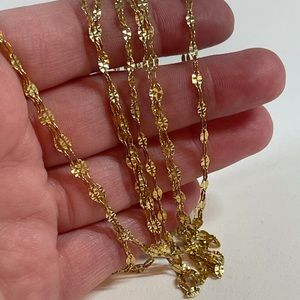 Gold over 925 Silver Long 59” Fine Chain Necklace